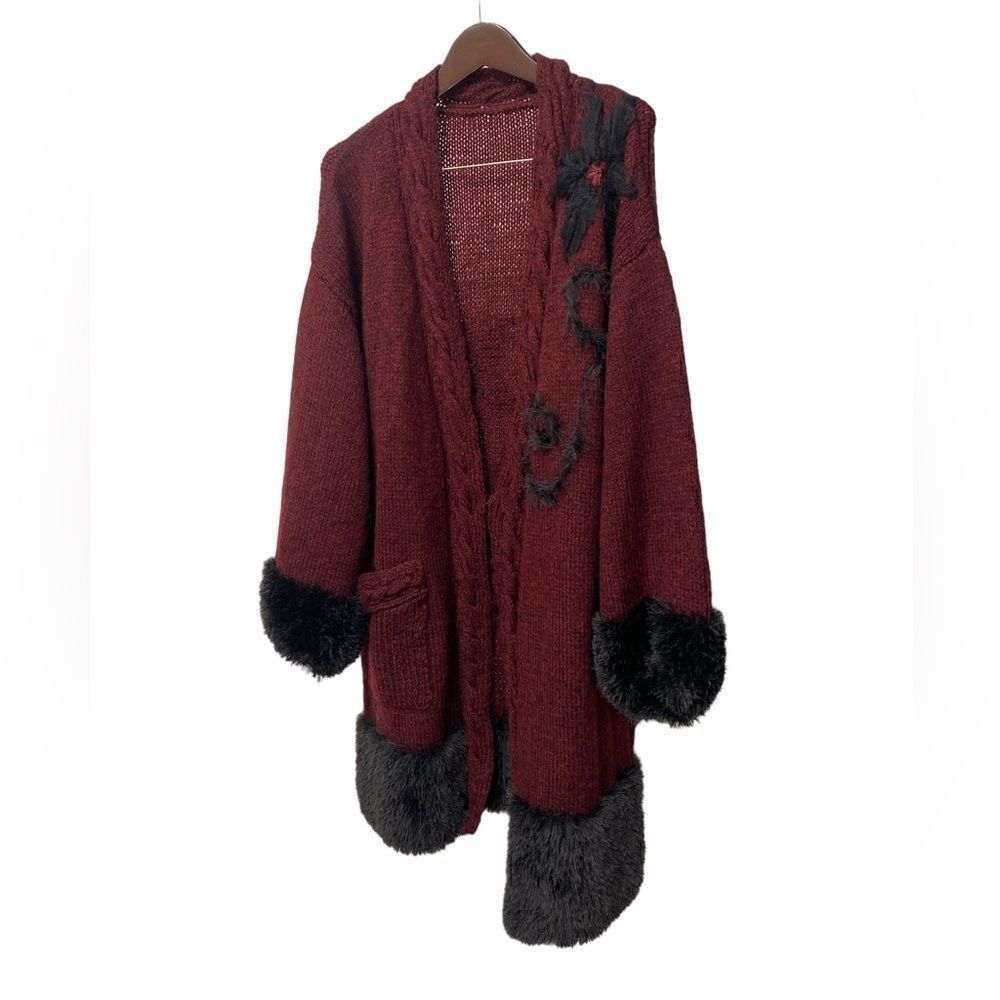 XL cardigan with handmade flowers and ornaments
